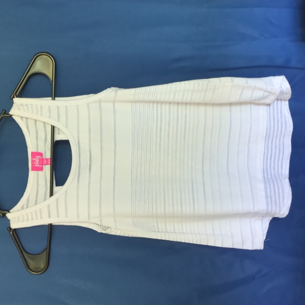 Pinky Large White Striped Tanks Top